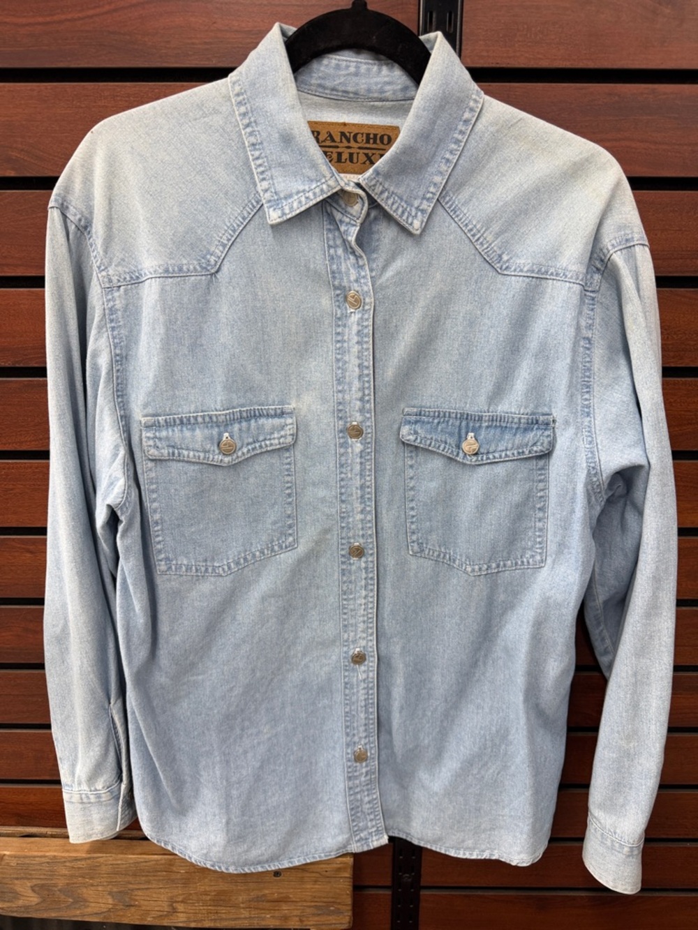 Rancho Deluxe Light Wash Denim Western Shirt